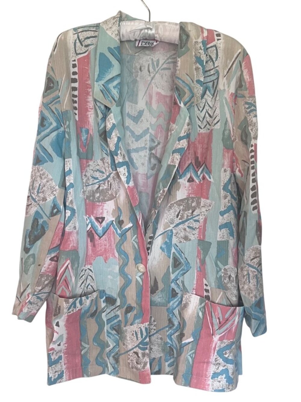 Vintage Cricket Lane Womens Blazer Jacket Multicolor Abstract Print Size M